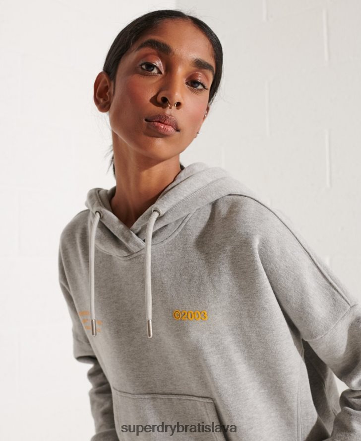 Superdry ženy kooperovať logo crop mikina 6B4ZTR3480 oblečenie sivá