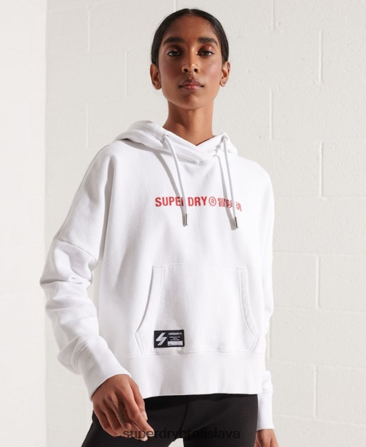 Superdry ženy kooperovať logo crop mikina 6B4ZTR3483 oblečenie biely