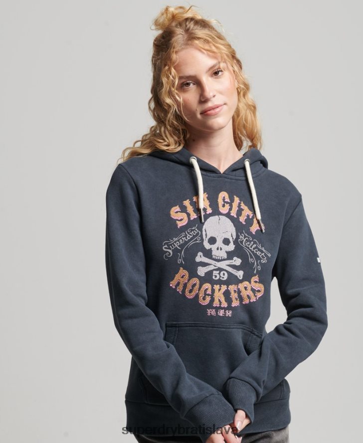Superdry ženy kovová mikina značky mark 6B4ZTR3300 oblečenie čierna