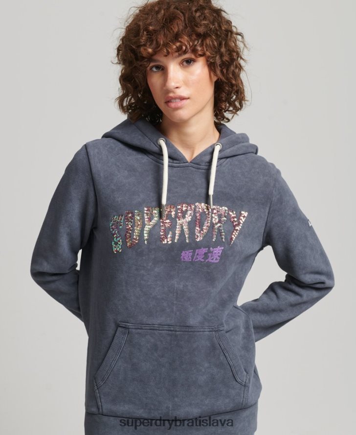 Superdry ženy kovová mikina značky mark 6B4ZTR5849 oblečenie čierna