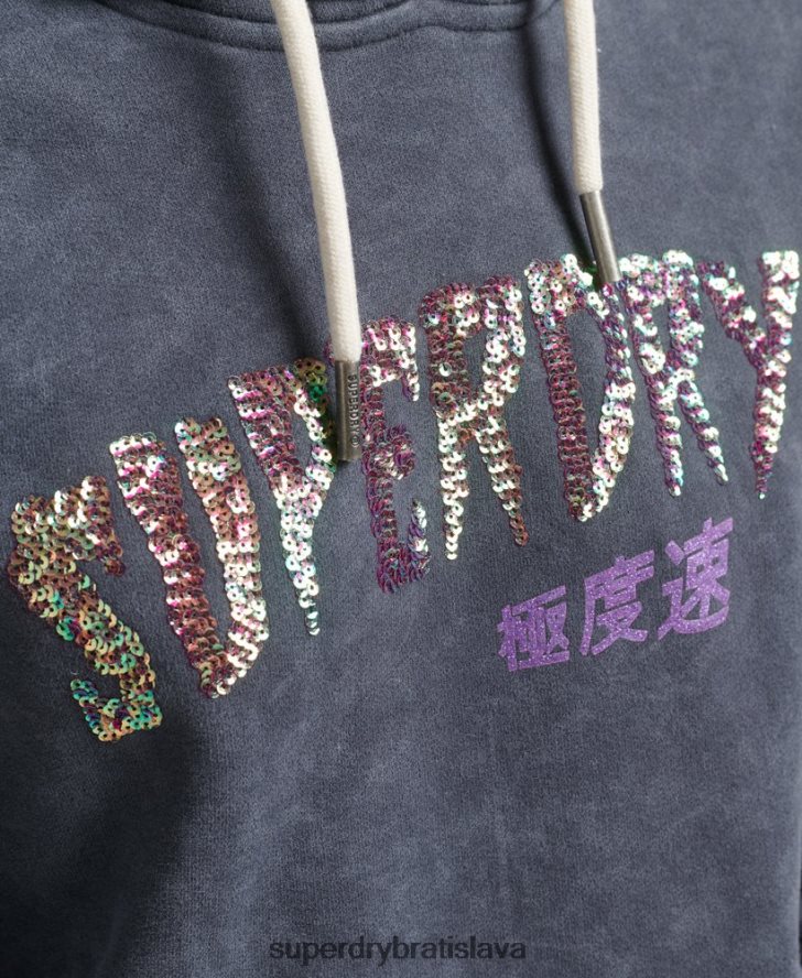 Superdry ženy kovová mikina značky mark 6B4ZTR5849 oblečenie čierna