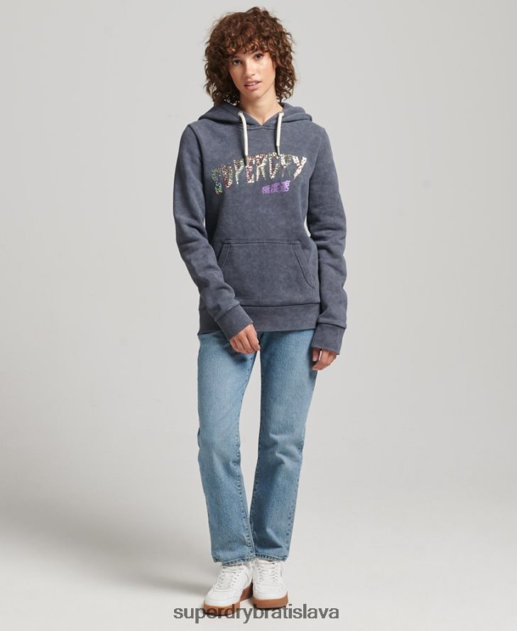 Superdry ženy kovová mikina značky mark 6B4ZTR5849 oblečenie čierna