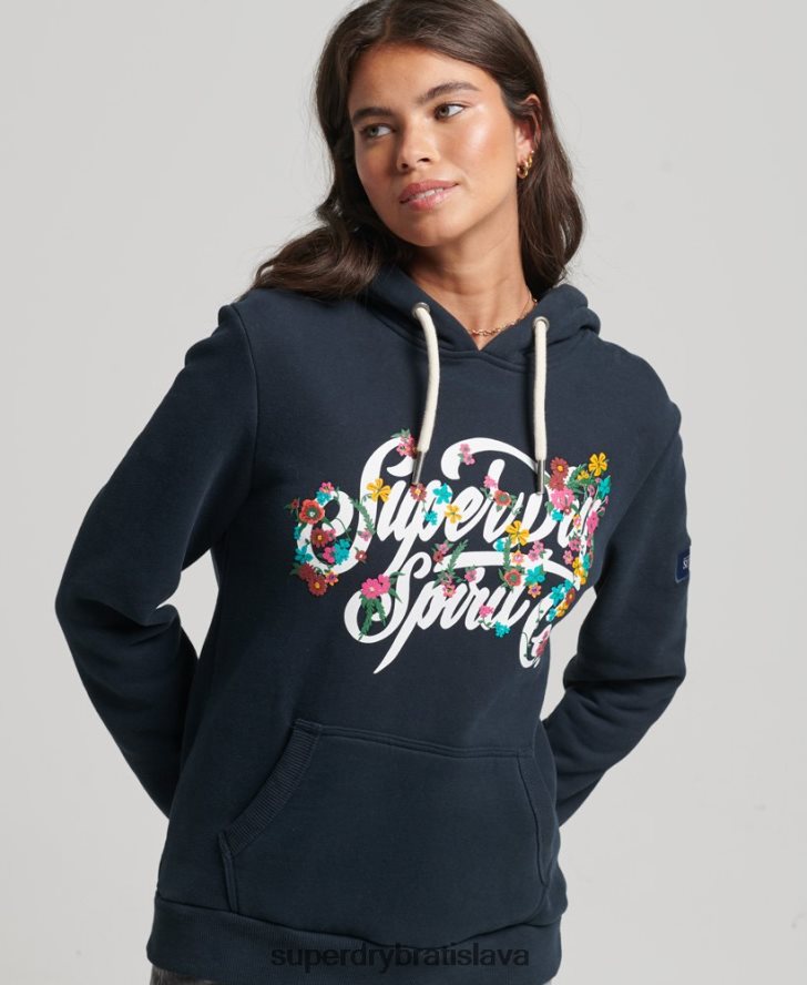 Superdry ženy kvetinová mikina v štýle scenára 6B4ZTR6773 oblečenie námorníctvo