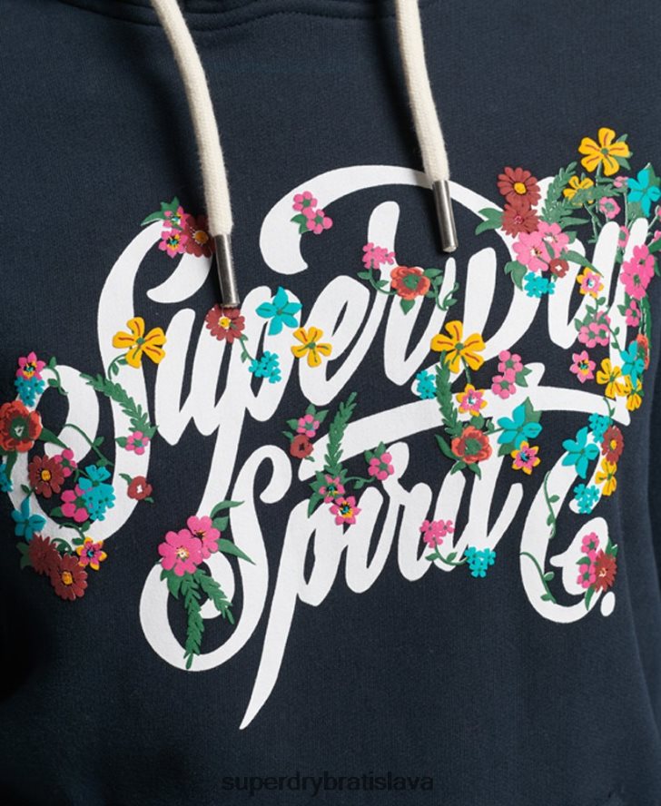 Superdry ženy kvetinová mikina v štýle scenára 6B4ZTR6773 oblečenie námorníctvo