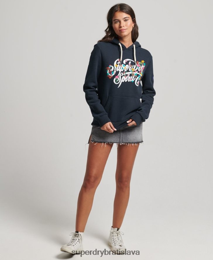 Superdry ženy kvetinová mikina v štýle scenára 6B4ZTR6773 oblečenie námorníctvo