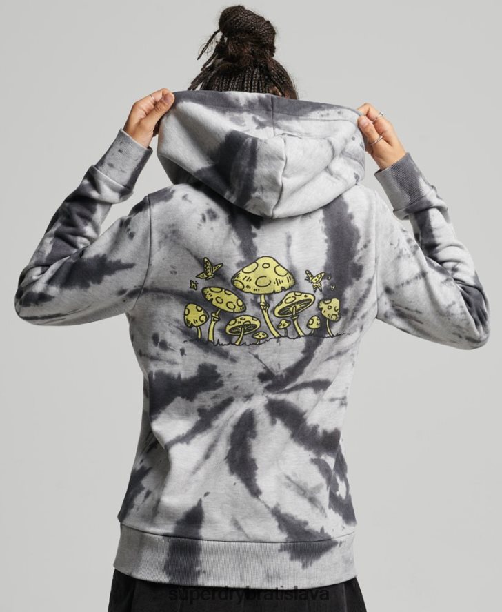 Superdry ženy lesná grafická mikina s kapucňou 6B4ZTR6020 oblečenie sivá
