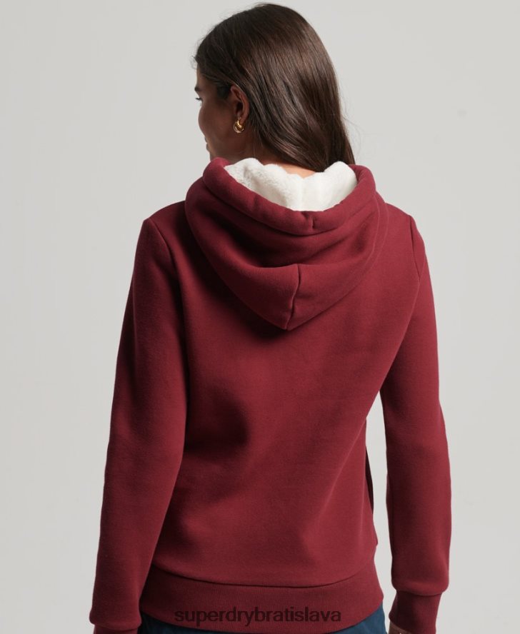 Superdry ženy luxusná mikina s vyšívaným logom 6B4ZTR6025 oblečenie červená