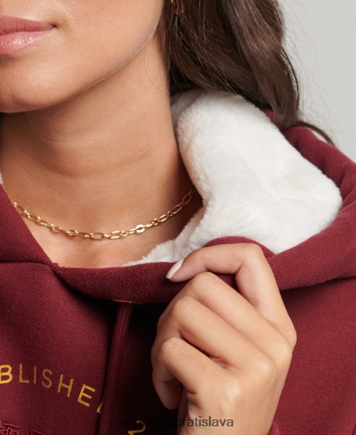 Superdry ženy luxusná mikina s vyšívaným logom 6B4ZTR6025 oblečenie červená