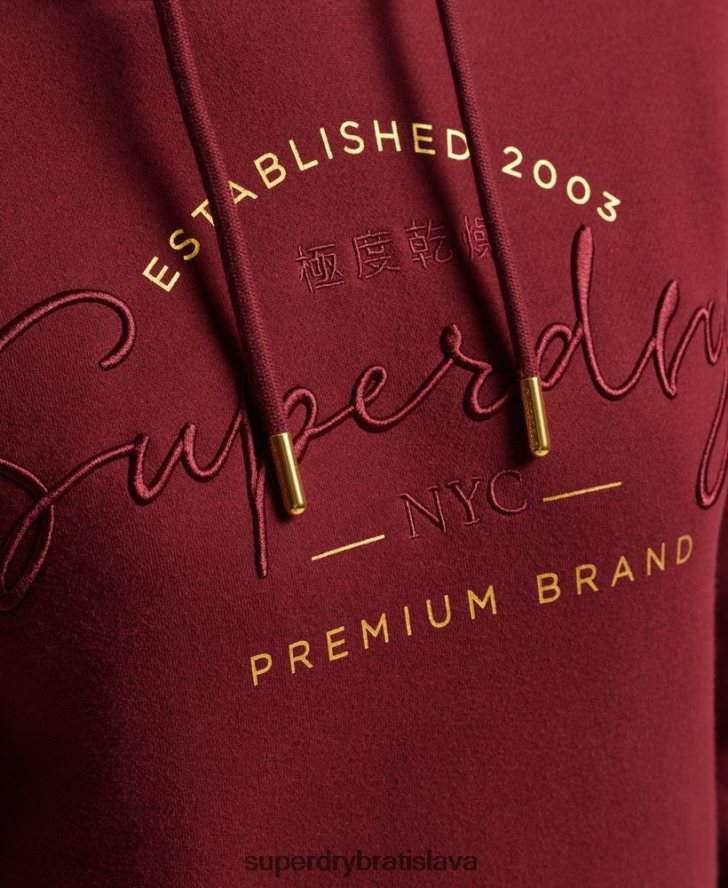 Superdry ženy luxusná mikina s vyšívaným logom 6B4ZTR6025 oblečenie červená