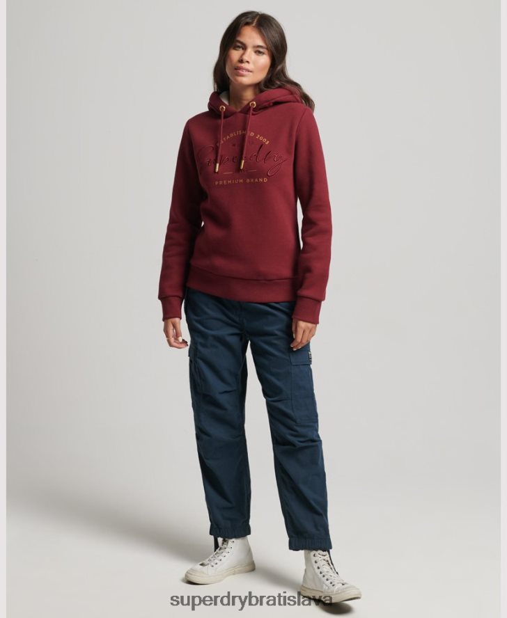 Superdry ženy luxusná mikina s vyšívaným logom 6B4ZTR6025 oblečenie červená