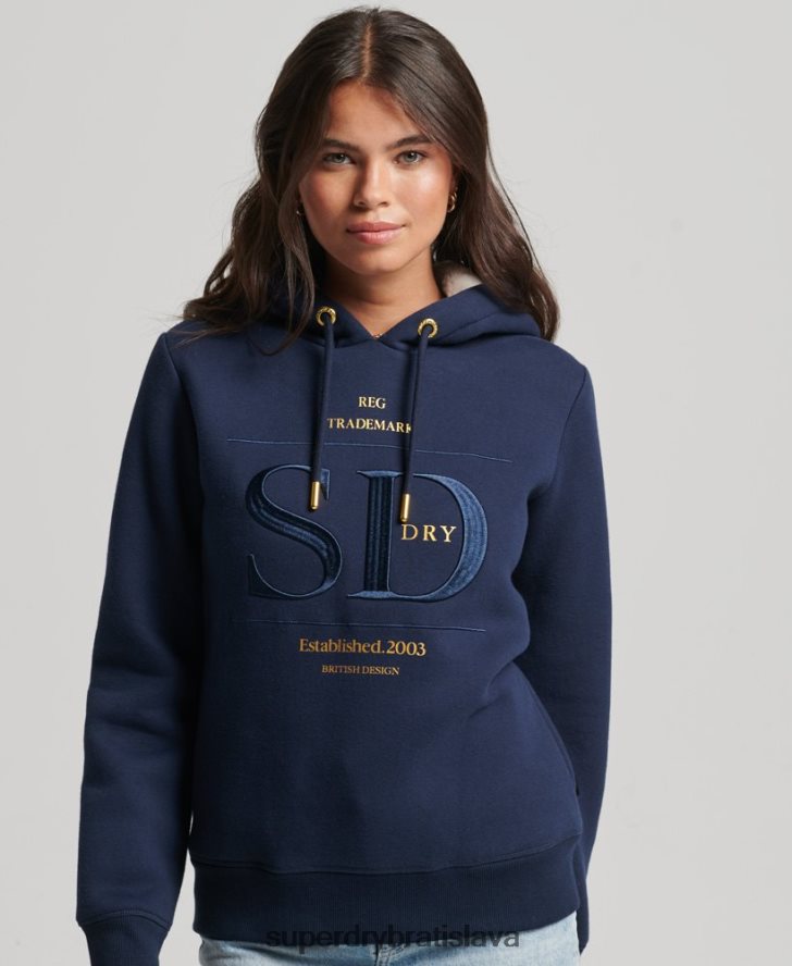 Superdry ženy luxusná mikina s vyšívaným logom 6B4ZTR6094 oblečenie námorníctvo