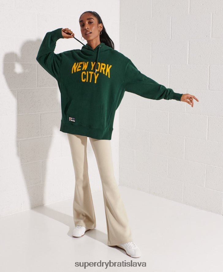 Superdry ženy mestská vysoká škola oversized mikina s kapucňou 6B4ZTR5993 oblečenie zelená