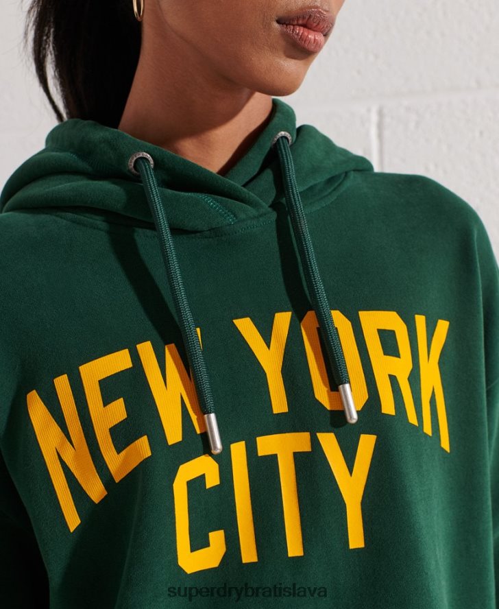 Superdry ženy mestská vysoká škola oversized mikina s kapucňou 6B4ZTR5993 oblečenie zelená