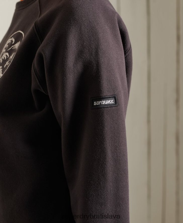 Superdry ženy mikina bohémskej kapely 6B4ZTR6118 oblečenie čierna
