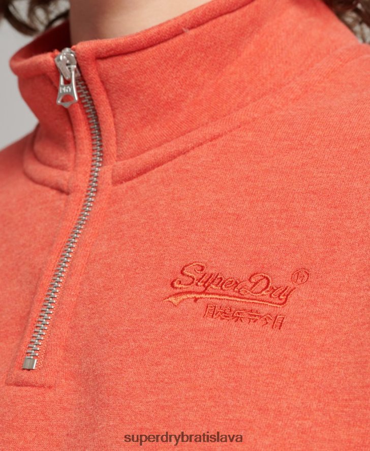 Superdry ženy mikina henley s vintage logom z organickej bavlny 6B4ZTR5891 oblečenie oranžová