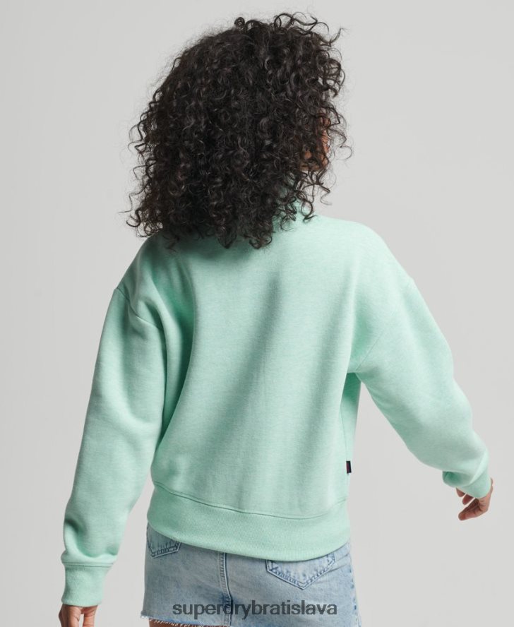 Superdry ženy mikina henley s vintage logom z organickej bavlny 6B4ZTR5893 oblečenie zelená