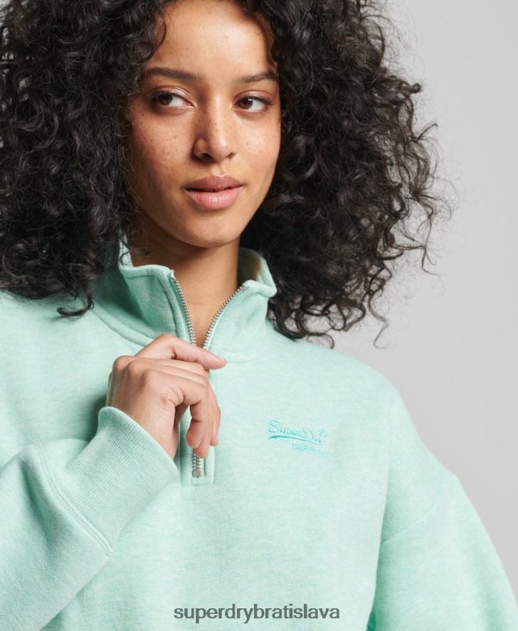 Superdry ženy mikina henley s vintage logom z organickej bavlny 6B4ZTR5893 oblečenie zelená