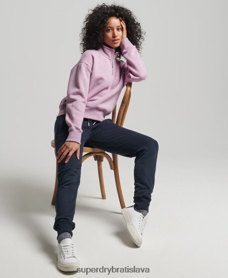 Superdry ženy mikina henley s vintage logom z organickej bavlny 6B4ZTR5926 oblečenie Fialová