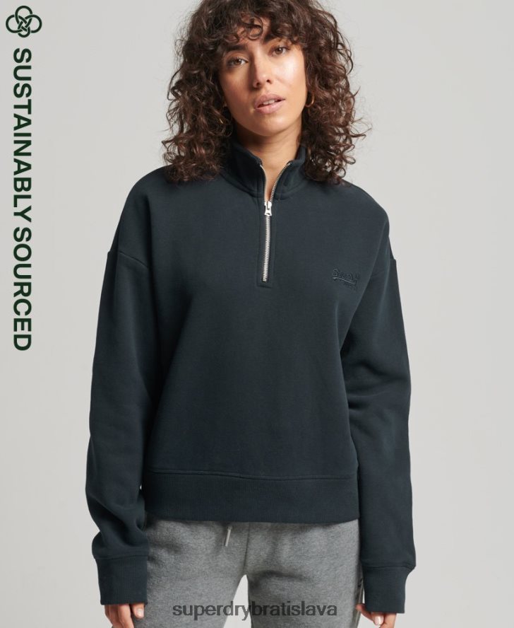 Superdry ženy mikina henley s vintage logom z organickej bavlny 6B4ZTR6649 oblečenie námorníctvo