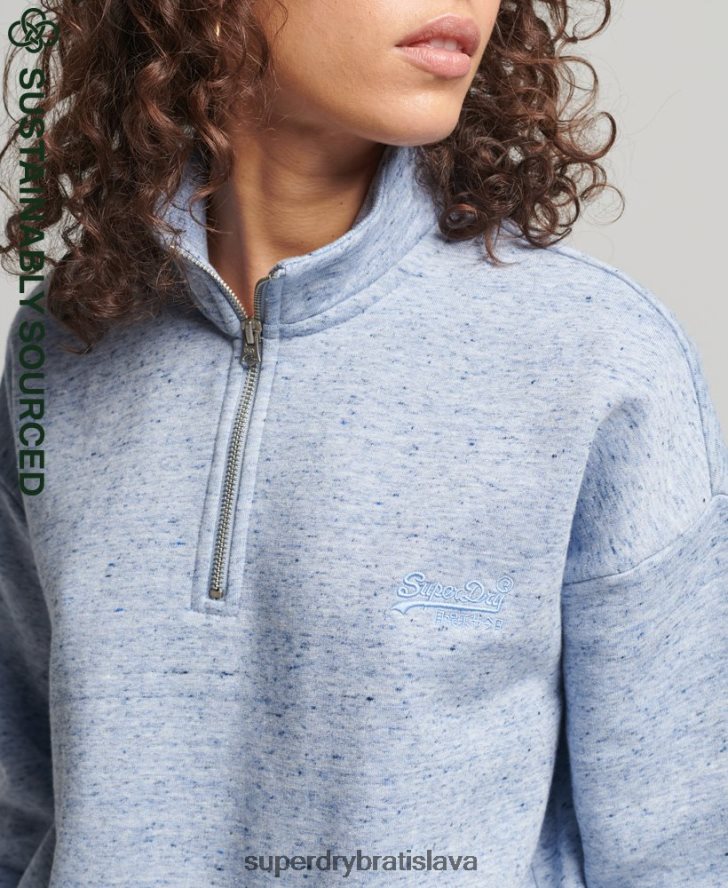 Superdry ženy mikina henley s vintage logom z organickej bavlny 6B4ZTR6711 oblečenie svetlo modrá