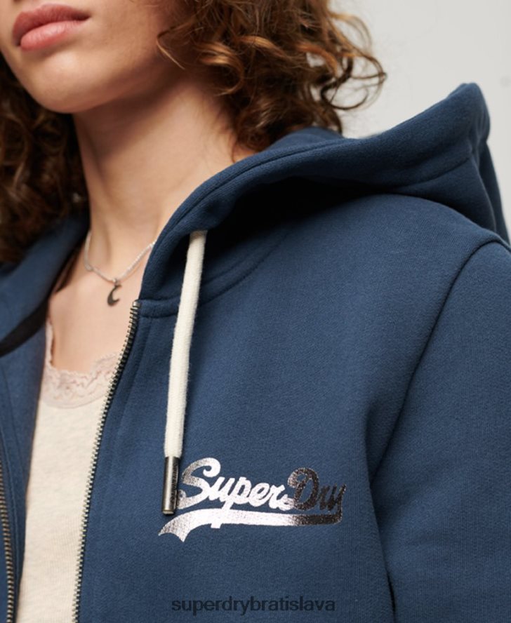 Superdry ženy mikina na zips s japonským vintage logom 6B4ZTR3393 oblečenie námorníctvo