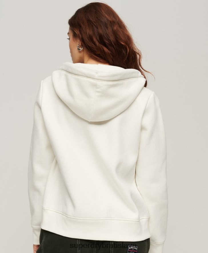 Superdry ženy mikina na zips s podstatným logom 6B4ZTR3269 oblečenie biely
