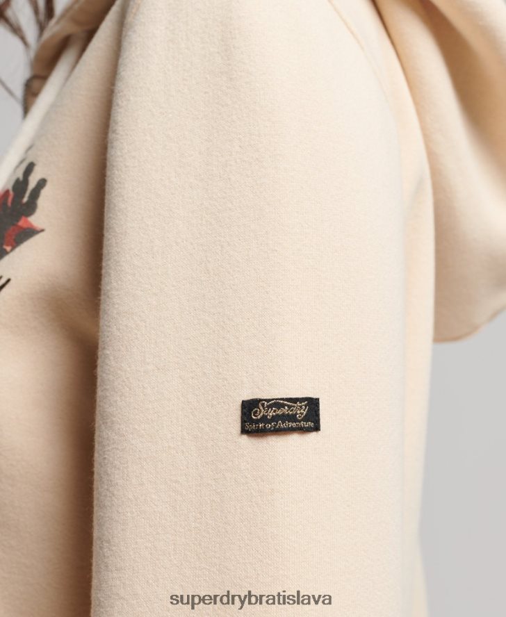 Superdry ženy mikina na zips s vintage logom 6B4ZTR2179 oblečenie krém