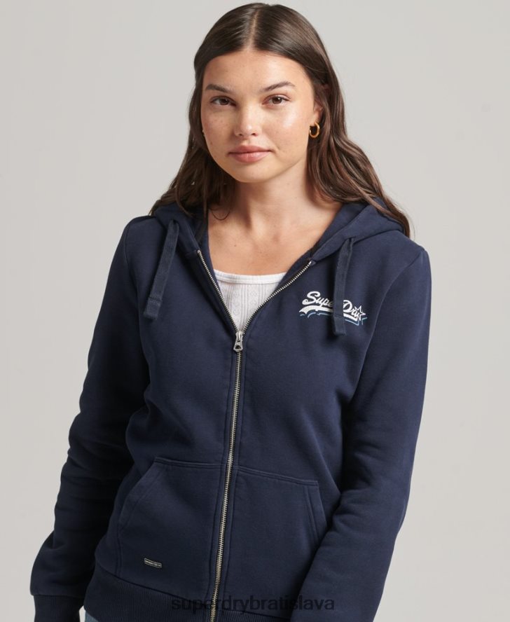 Superdry ženy mikina na zips s vintage logom 6B4ZTR6155 oblečenie námorníctvo
