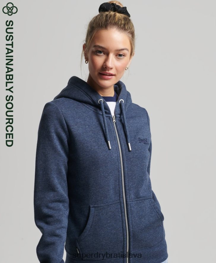 Superdry ženy mikina na zips s vintage logom z organickej bavlny 6B4ZTR3421 oblečenie námorníctvo