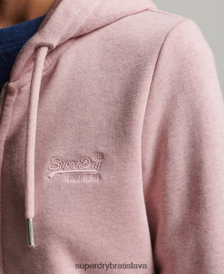 Superdry ženy mikina na zips s vintage logom z organickej bavlny 6B4ZTR5763 oblečenie Ružová