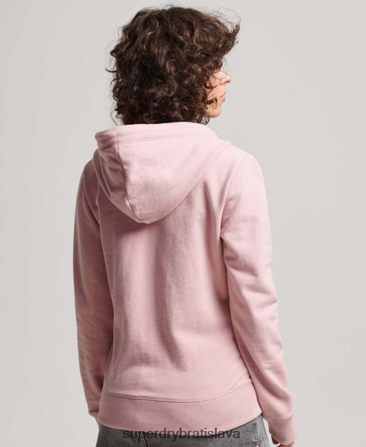 Superdry ženy mikina na zips s vyšívaným vintage logom 6B4ZTR2300 oblečenie Ružová