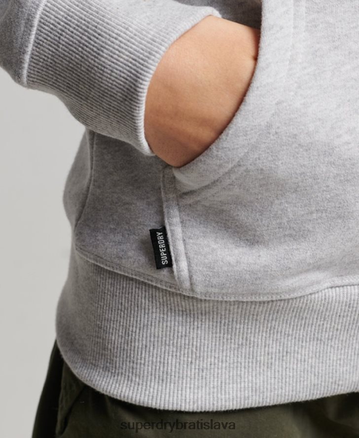 Superdry ženy mikina na zips s vyšívaným vintage logom 6B4ZTR3274 oblečenie svetlo šedá
