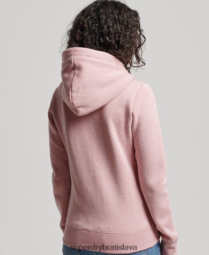 Superdry ženy mikina na zips s vyšívaným vintage logom 6B4ZTR3279 oblečenie Ružová