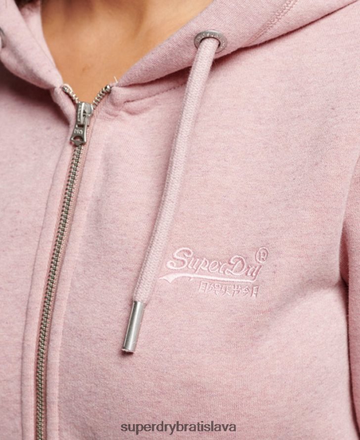 Superdry ženy mikina na zips s vyšívaným vintage logom 6B4ZTR3279 oblečenie Ružová