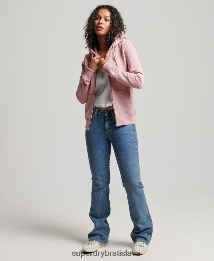 Superdry ženy mikina na zips s vyšívaným vintage logom 6B4ZTR3279 oblečenie Ružová