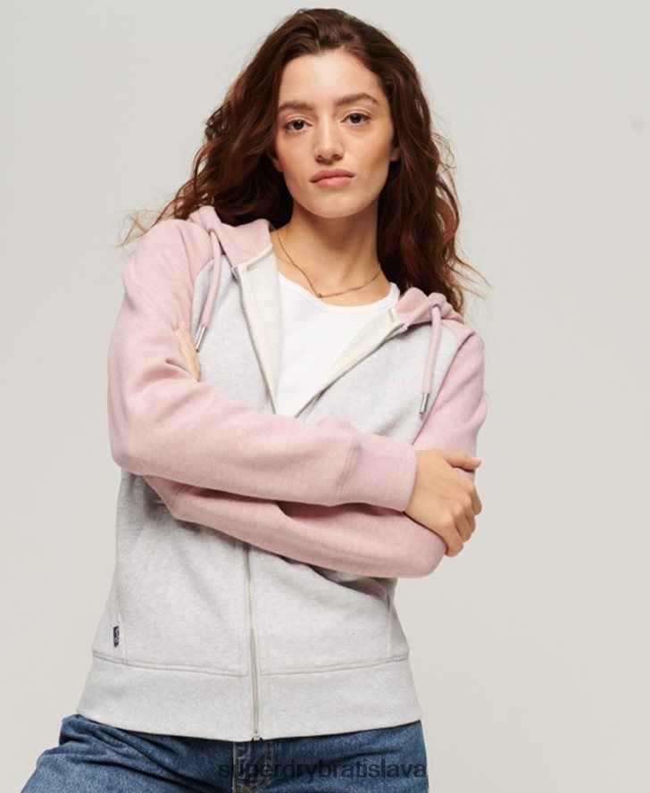 Superdry ženy mikina na zips s vyšívaným vintage logom 6B4ZTR3283 oblečenie sivá