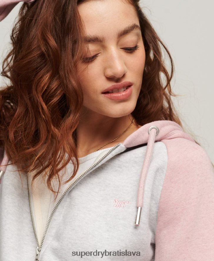 Superdry ženy mikina na zips s vyšívaným vintage logom 6B4ZTR3283 oblečenie sivá
