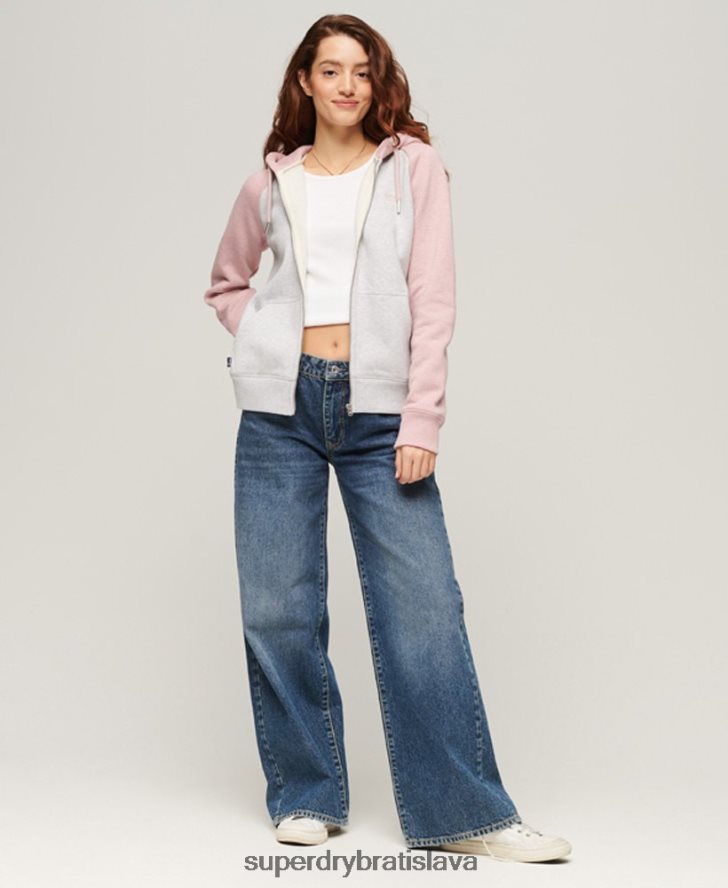Superdry ženy mikina na zips s vyšívaným vintage logom 6B4ZTR3283 oblečenie sivá