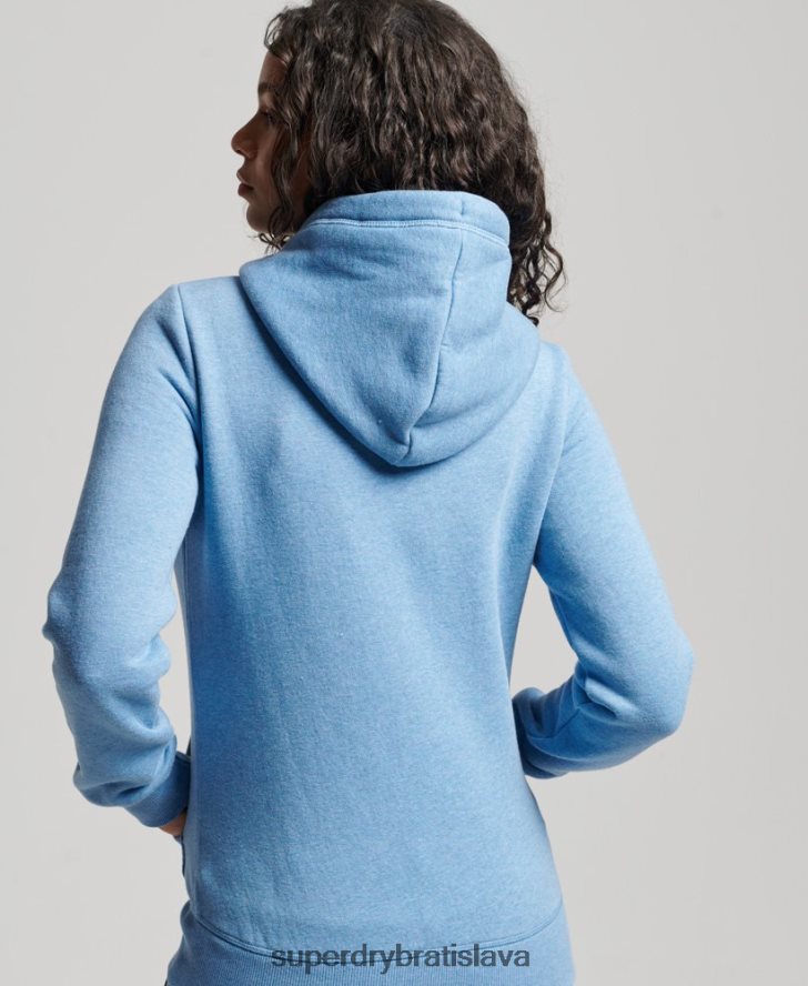 Superdry ženy mikina na zips s vyšívaným vintage logom 6B4ZTR3297 oblečenie Modrá
