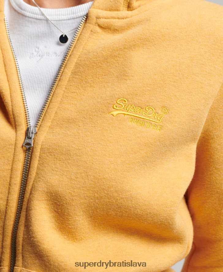 Superdry ženy mikina na zips s vyšívaným vintage logom 6B4ZTR3331 oblečenie žltá