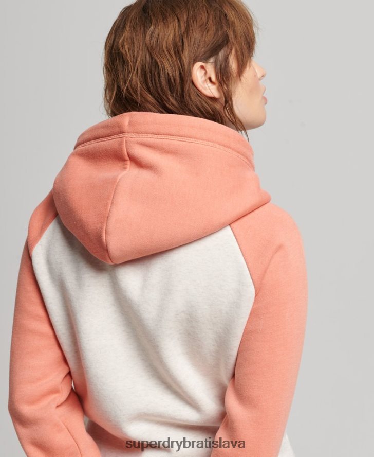 Superdry ženy mikina na zips s vyšívaným vintage logom 6B4ZTR3339 oblečenie koralový