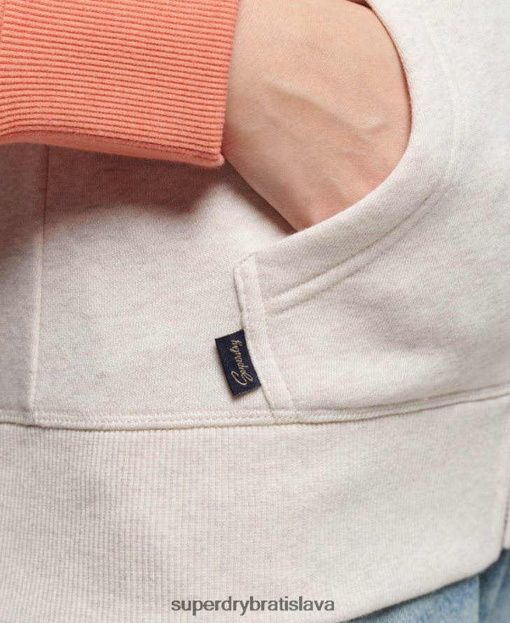 Superdry ženy mikina na zips s vyšívaným vintage logom 6B4ZTR3339 oblečenie koralový