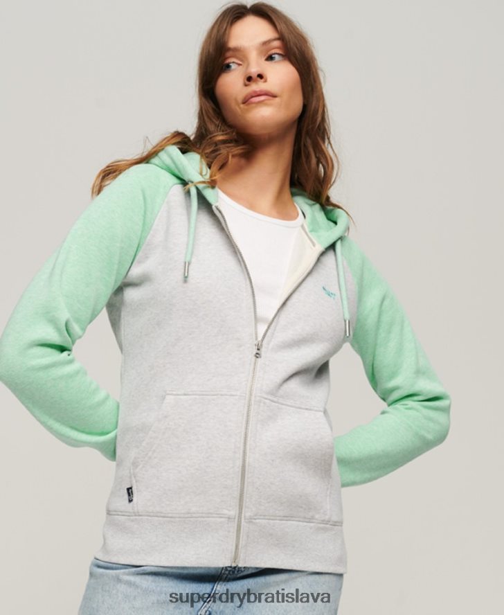 Superdry ženy mikina na zips s vyšívaným vintage logom 6B4ZTR3349 oblečenie zelená