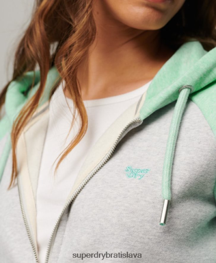 Superdry ženy mikina na zips s vyšívaným vintage logom 6B4ZTR3349 oblečenie zelená