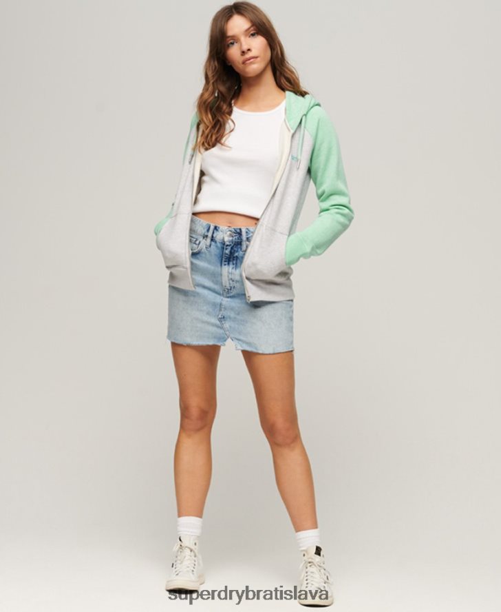Superdry ženy mikina na zips s vyšívaným vintage logom 6B4ZTR3349 oblečenie zelená