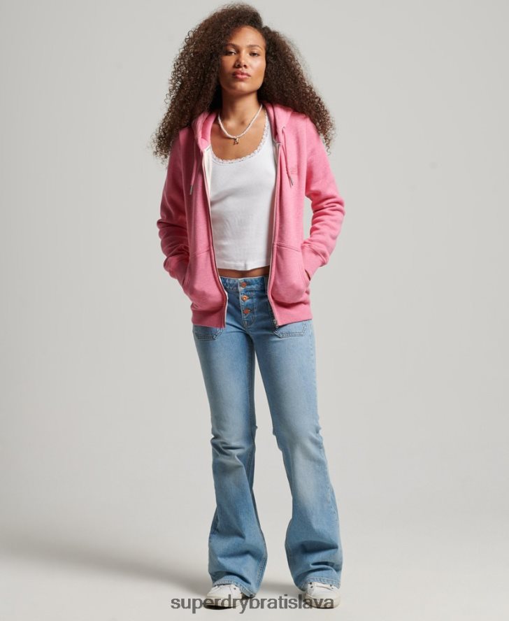 Superdry ženy mikina na zips s vyšívaným vintage logom 6B4ZTR3355 oblečenie Ružová