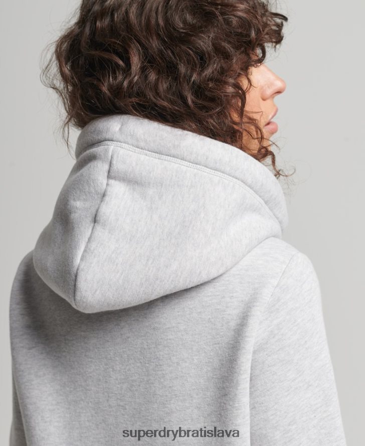 Superdry ženy mikina na zips s vyšívaným vintage logom z organickej bavlny 6B4ZTR3316 oblečenie svetlo šedá