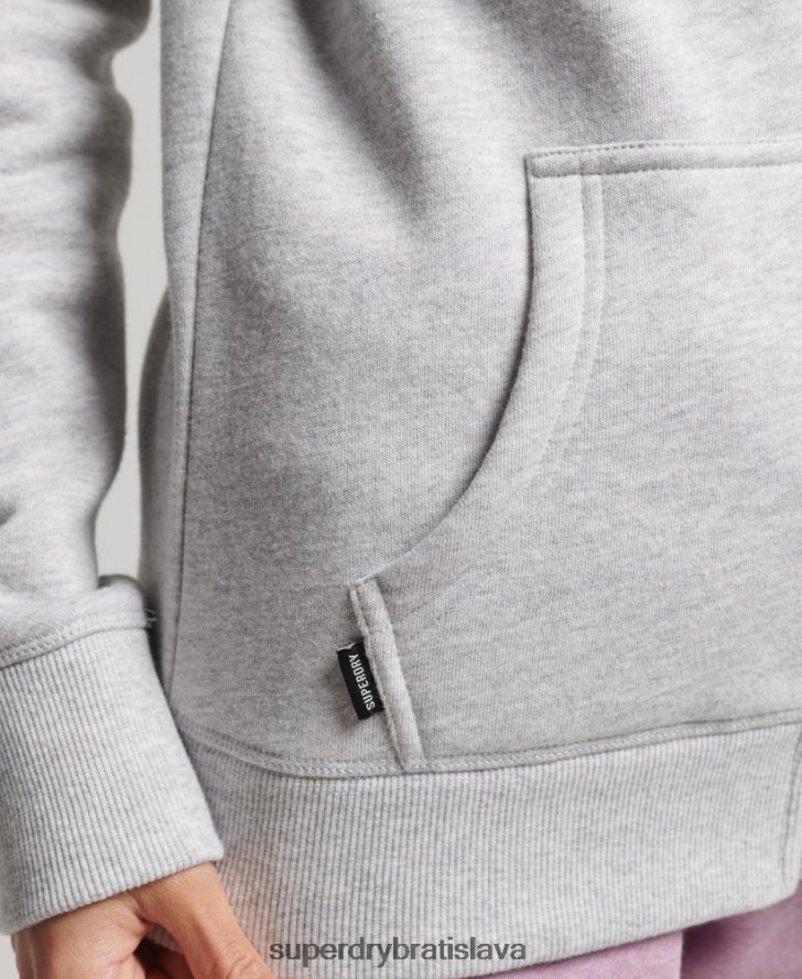 Superdry ženy mikina na zips s vyšívaným vintage logom z organickej bavlny 6B4ZTR3316 oblečenie svetlo šedá