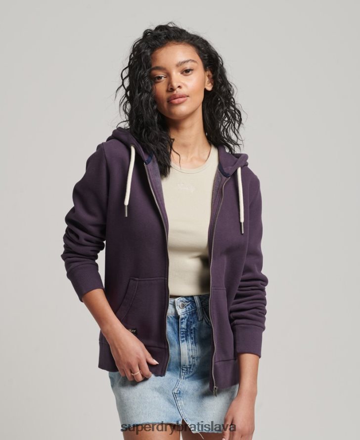 Superdry ženy mikina na zips zdobená vintage logom 6B4ZTR3305 oblečenie Fialová