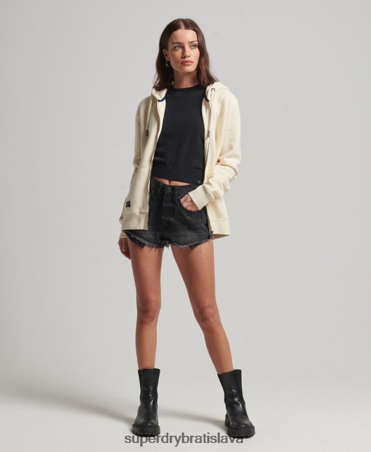 Superdry ženy mikina na zips zdobená vintage logom 6B4ZTR3330 oblečenie krém